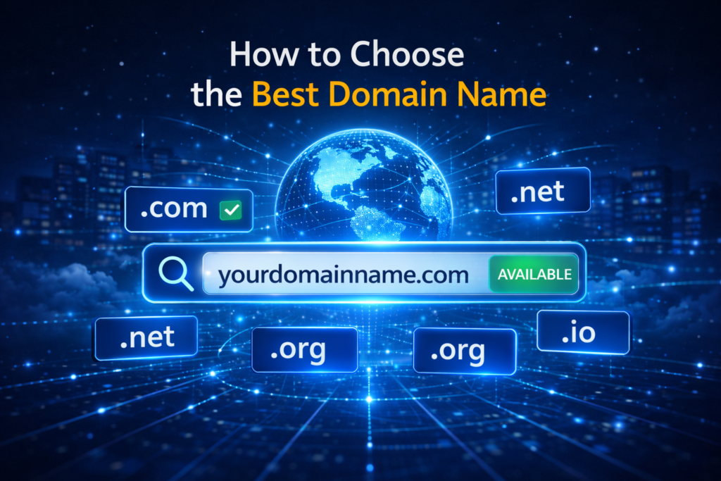 Tips for choosing the best domain name for your website including branding, SEO and domain extension selection