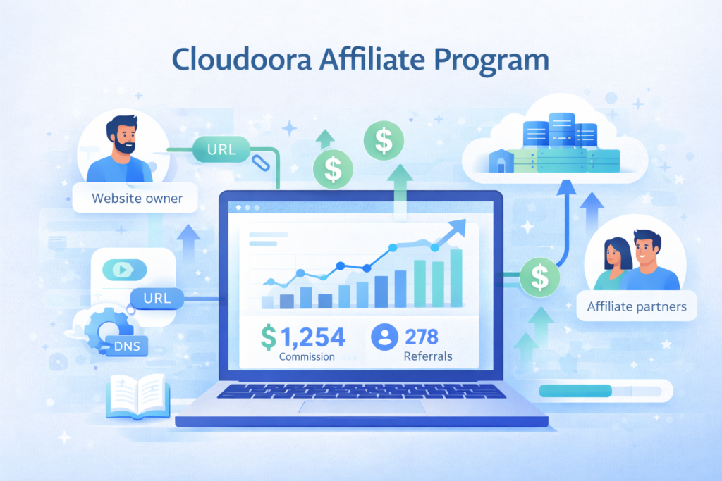 Cloudoora affiliate program for earning commissions by referring web hosting services